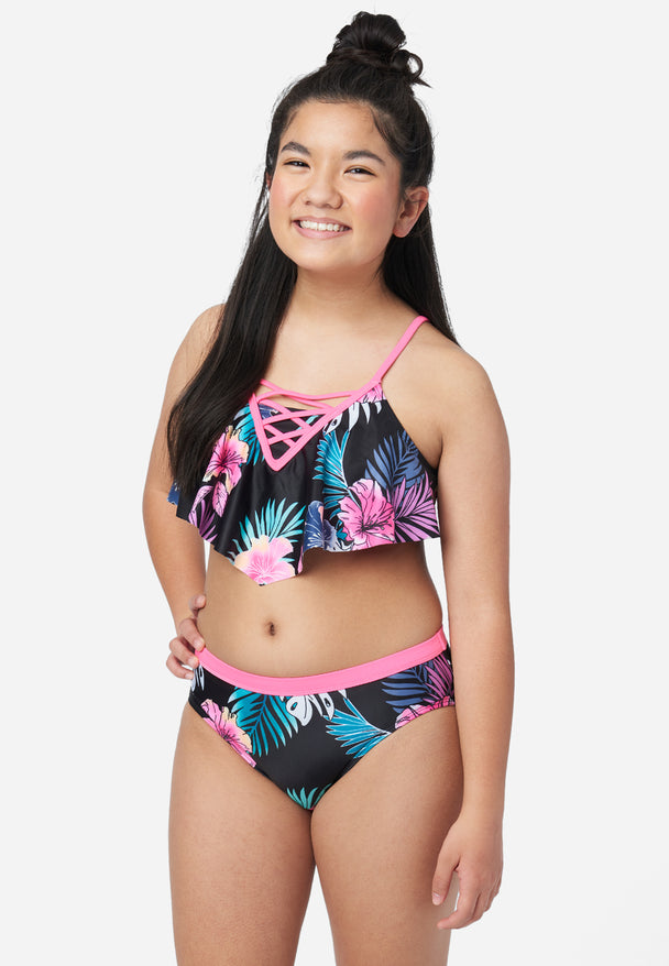 Justice Girls One Piece Cut Out Reversible Swimsuit, Sizes 5-18 