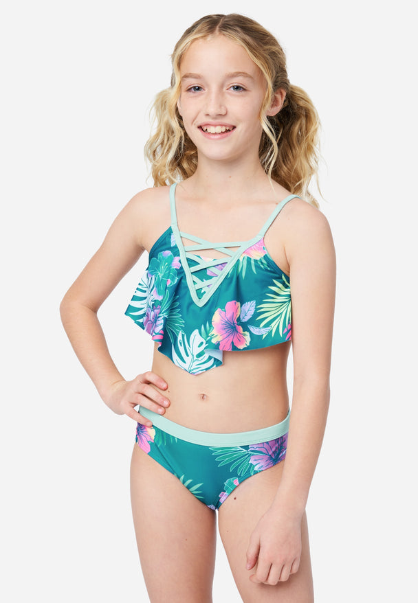 JDEFEG Swim Wear Girl Kids Baby Girls Bathing Suit Halter Top